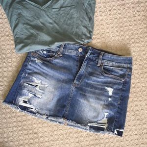 Distressed Jean Skirt